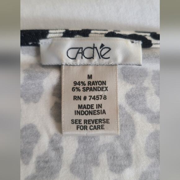 Cache Wrap Top Animal Print White And Black Size M - Picture 6 of 11